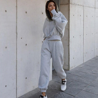 Damen Sport Set Crop-Hoodie Jogginghose Norvielle
