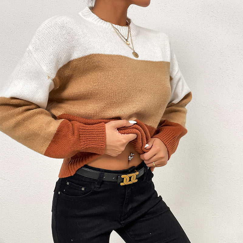 Damen Pullover Farbblockdesign Norvielle