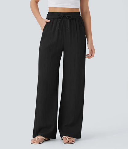 Damen Palazzo-Hose Elastischer Bund Praktische Taschen