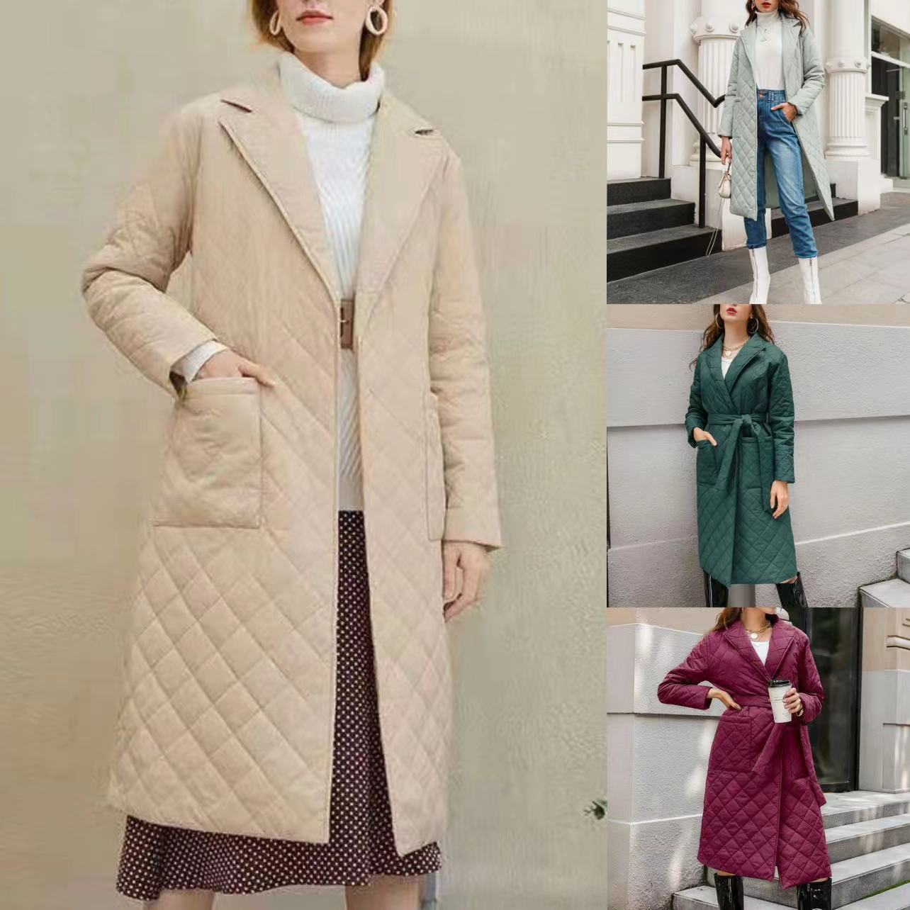 Damen Wintermantel Gesteppt Elegant Gürtel Norvielle - Norvielle