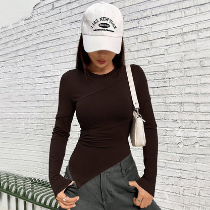 Damen Langarmshirt Asymmetrisch Figurbetont Norvielle - Norvielle