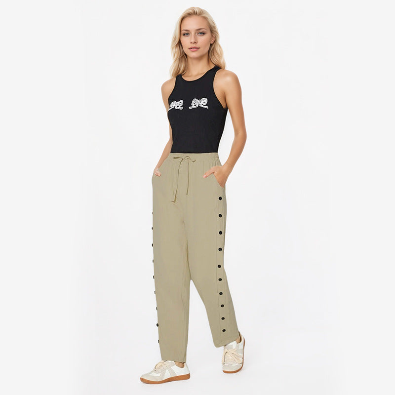 Damen Joggpants Modisch Dekorative Knöpfe