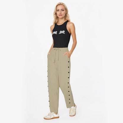 Damen Joggpants Modisch Dekorative Knöpfe
