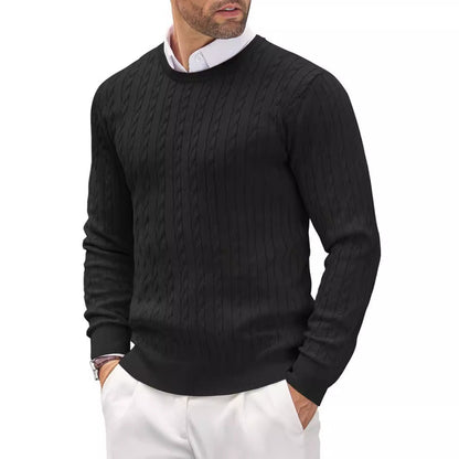 Herren Strickpullover Slim Fit Zopfstrick Komfort