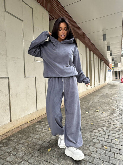 Damen Fleece-Loungewear-Set mit Taschen und lässigem Schnitt Norvielle