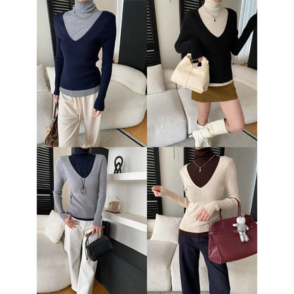 Damen Pullover V-Ausschnitt Feinripp Norvielle