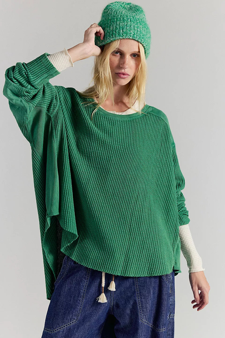 Damen Oversized Pullover Strukturiert Norvielle Beige