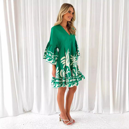Damen Sommerkleid Voluminöse Ärmel Norvielle