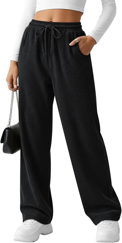 Damen Rippstrick-Hose Breit Kordelzug Norvielle
