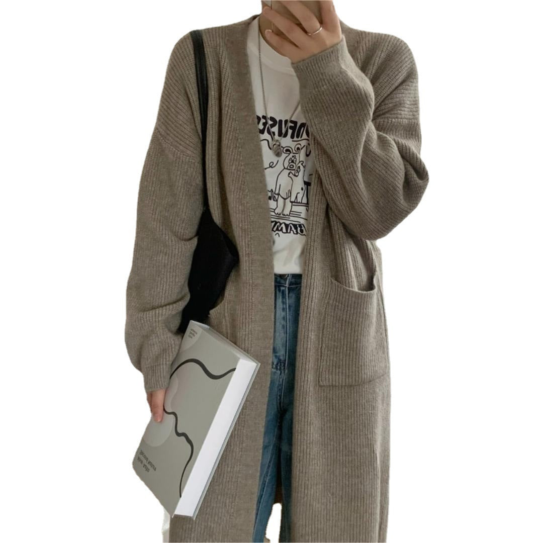 Damen Grobstrickcardigan Mit Taschen Modischer Schnitt Norvielle