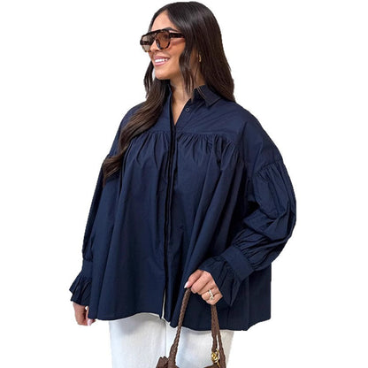 Damen Oversized Bluse Raffungen Norvielle