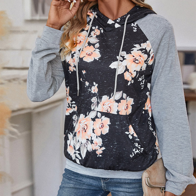 Damen Kapuzenpullover Floralem Print Lässiger Schnitt