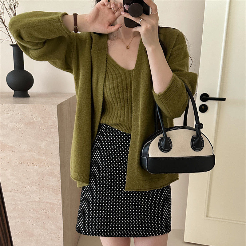 Damen Strickjacke Lässiger Schnitt Weiches Material Beige - Norvielle