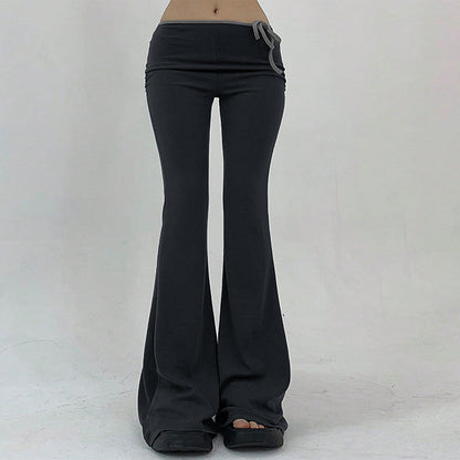 Damen Yoga-Hose Elastischer Bund Gerippter Stoff