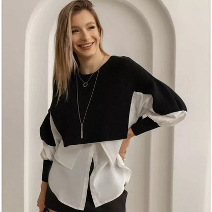 Damen Cropped Pullover Innovativer Layering-Effekt Norvielle