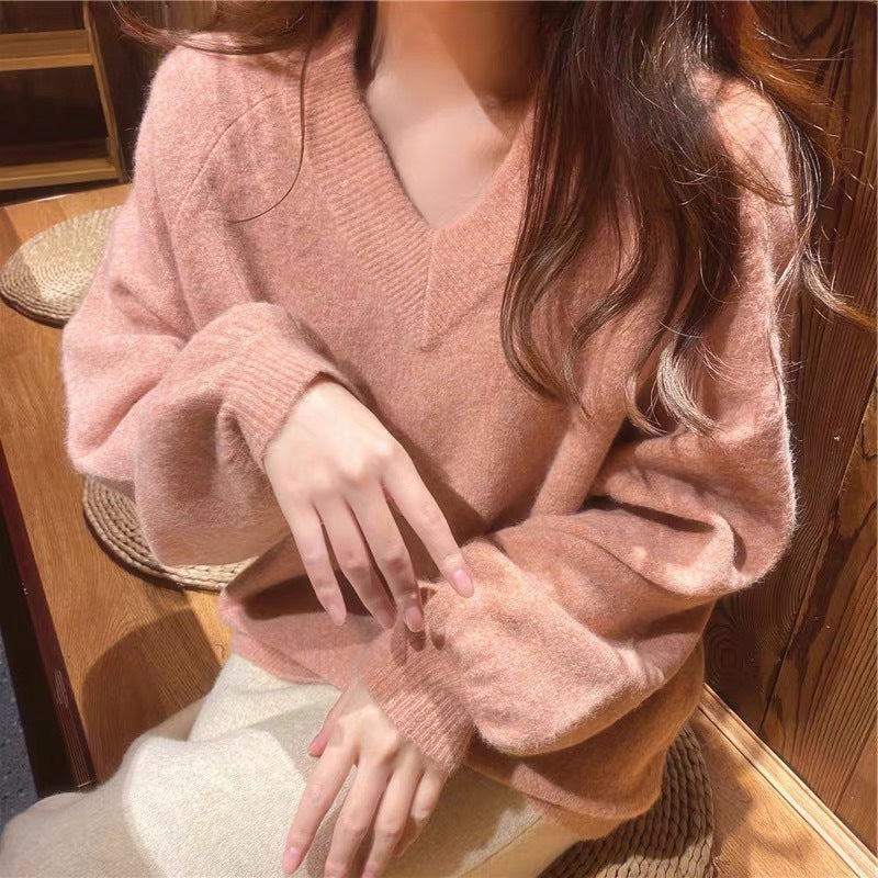Damen Oversized V-Pullover Weich Norvielle
