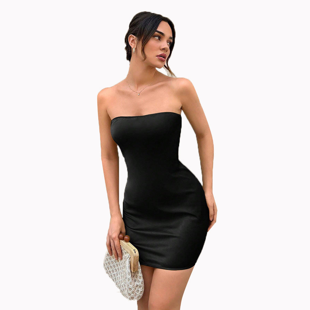 Damen Elastisches Bandeau-Kleid Figurbetonter Stoff