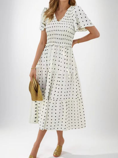 Damen Midi-Kleid Elastisch Rüschen Norvielle