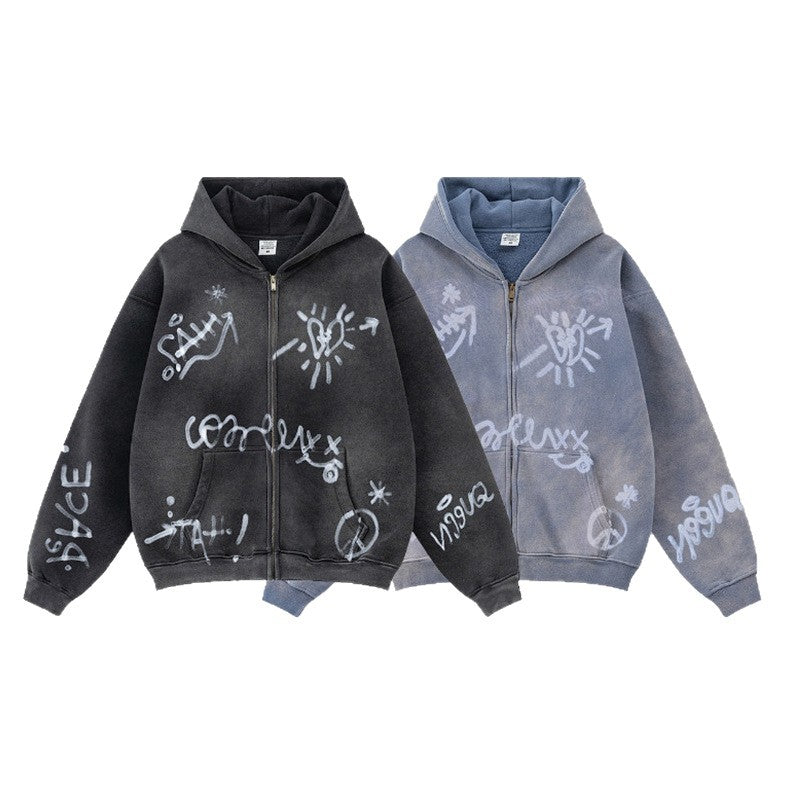 Damen Kapuzenjacke Graffiti-Print Norvielle