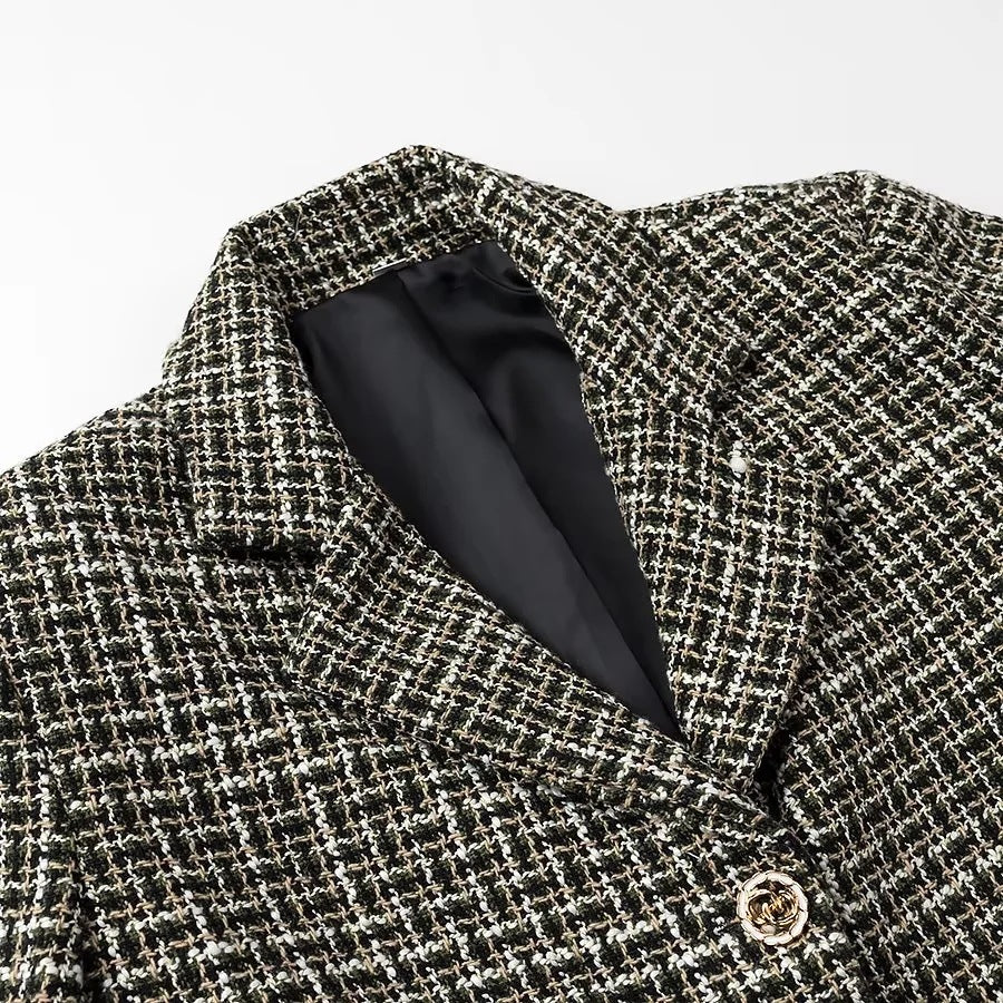 Damen Blazerjacke Kurz Tweed Elegant