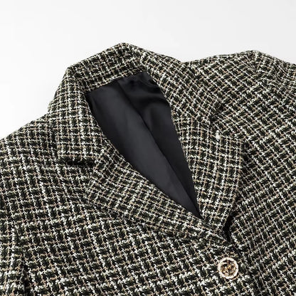 Damen Blazerjacke Kurz Tweed Elegant