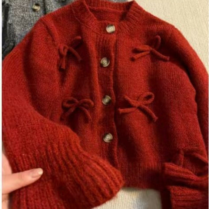 Damen Strickjacke Dekorativen Schleifen Norvielle