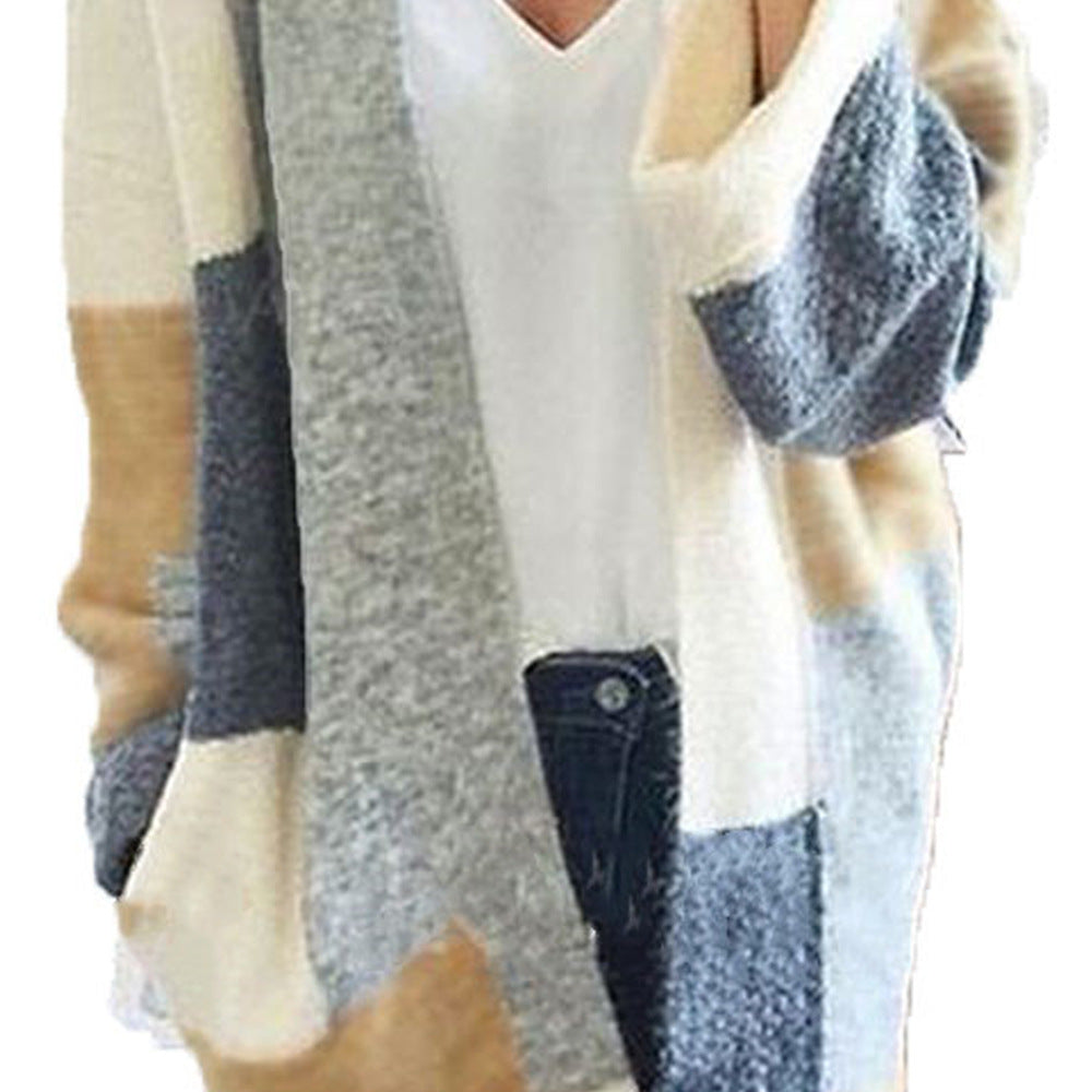Damen Strickcardigan Weich Norvielle Farbblöcke