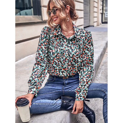 Damen Bluse Floralmuster Puffärmel Norvielle - Norvielle