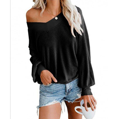 Damen Off-Shoulder Strickpullover Voluminöse Ärmel Norvielle
