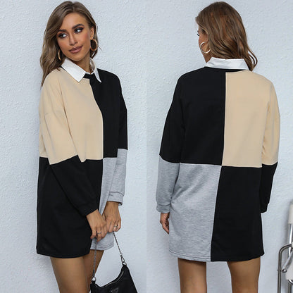 Damen Kleid Farbblock-Design Norvielle
