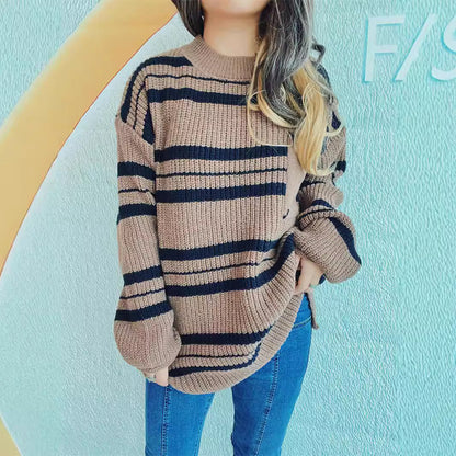 Damen Oversized Strickpullover Streifen Norvielle - Norvielle