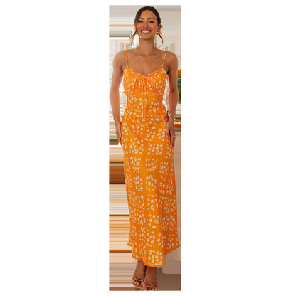 Damen Maxikleid mit verstellbaren Trägern Floralmuster
