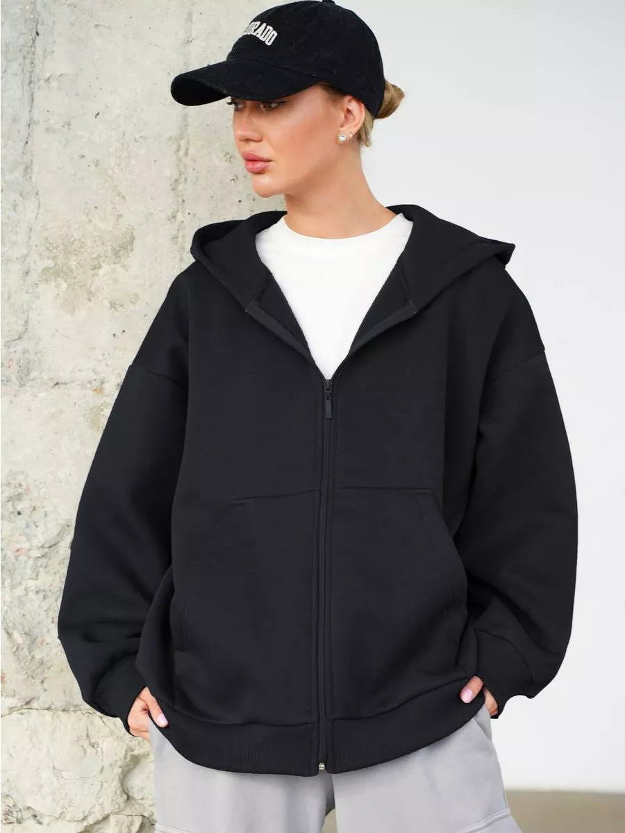Damen Zip-Hoodie Lässiger Schnitt Große Taschen Norvielle