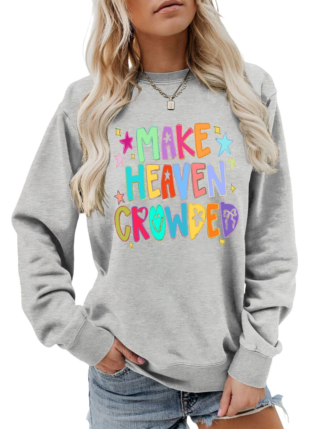 Damen Sweatshirt Bunt Motiv Verspielt Norvielle