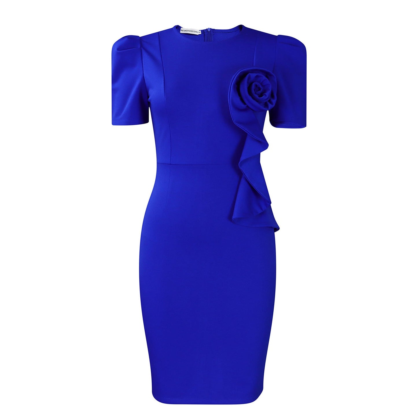 Damen Figurkleid Rüschenapplikation Norvielle