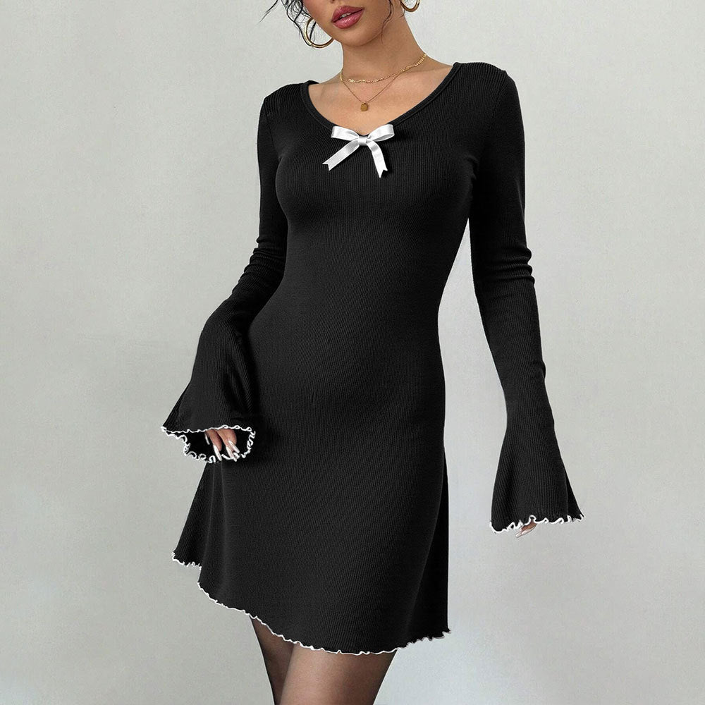 Damen Minikleid Rüschendetails Schleifendekor Norvielle - Norvielle