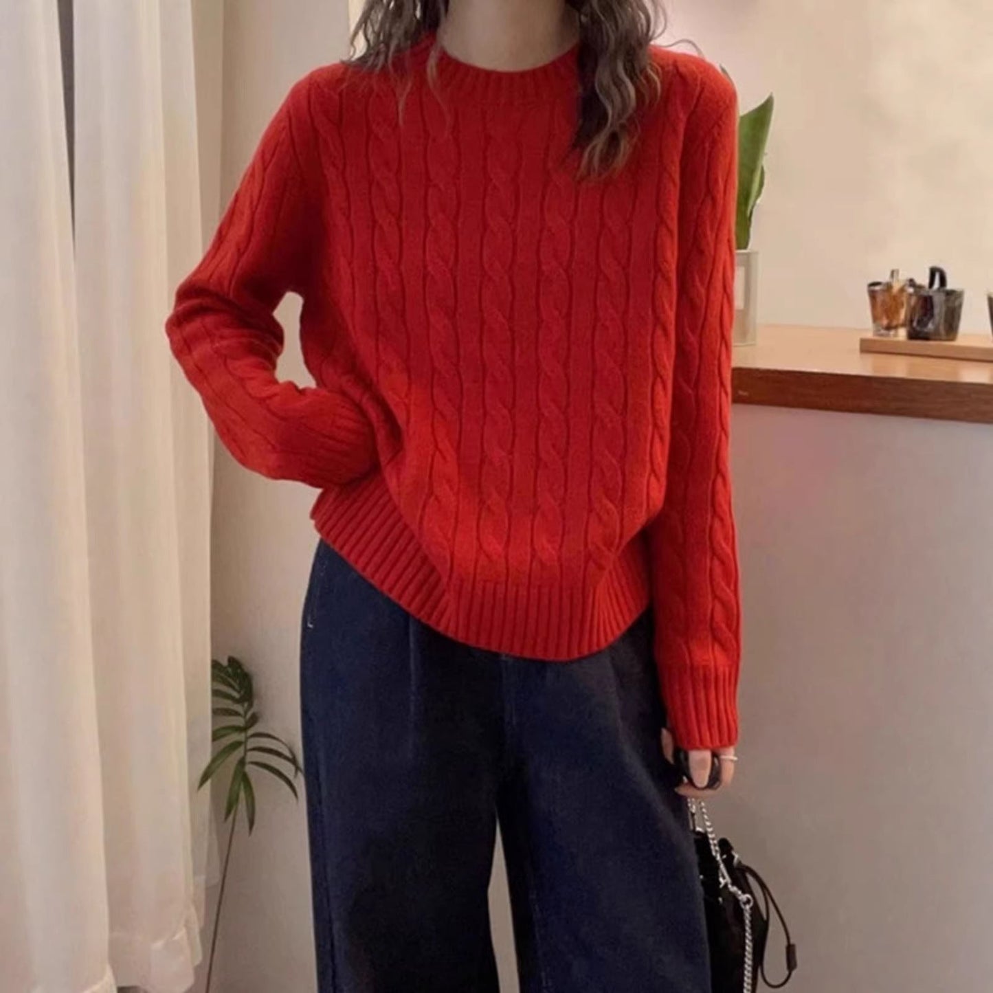 Damen Strickpullover Kabelmuster Norvielle