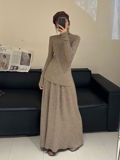 Damen Strickkleid Lang Rippdesign Norvielle