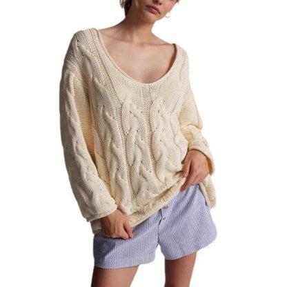 Damen Strickpullover Weites Zopfmuster Norvielle