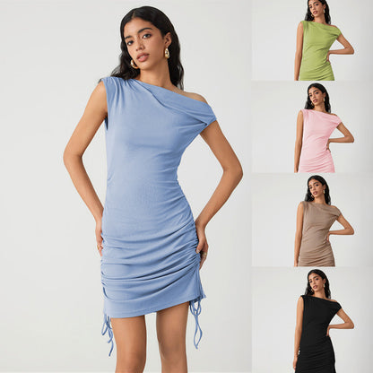 Damen Wickelkleid Asymmetrischer Ausschnitt Rüschendetails Norvielle - Norvielle