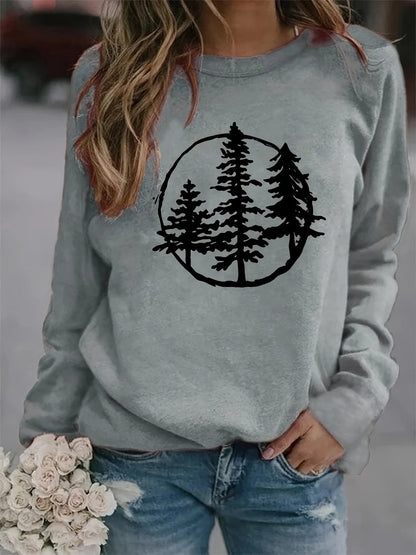 Damen Sweatshirt Naturmotiv Lässiger Schnitt Norvielle