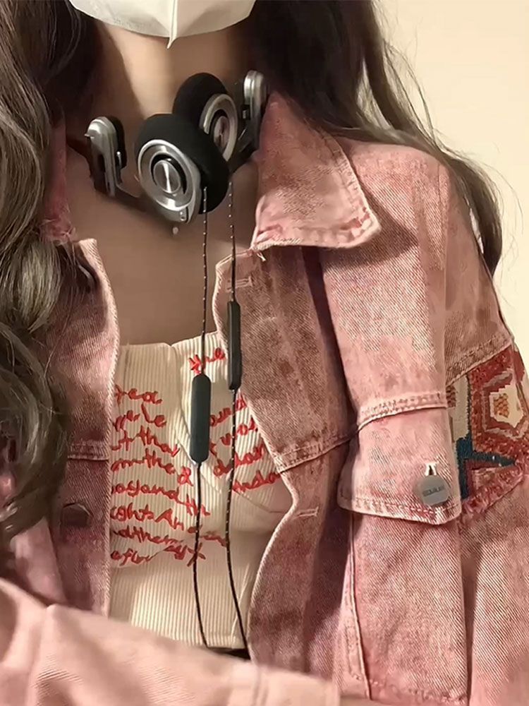 Damen Denimjacke mit Stickereien Modisch