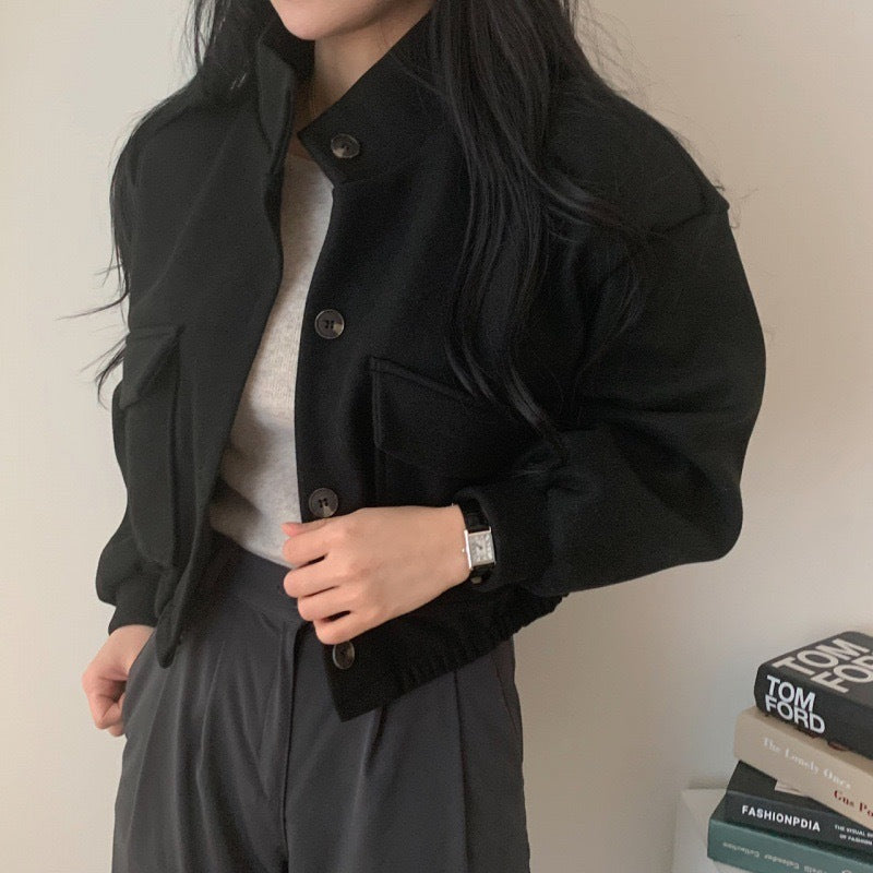Damen Wollmix Jacke Oversized Lässig