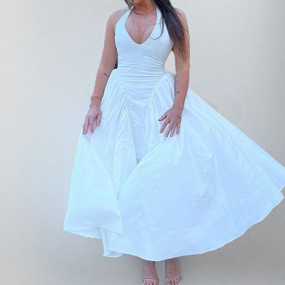 Damen Abendkleid V-Ausschnitt Voluminöser Rock