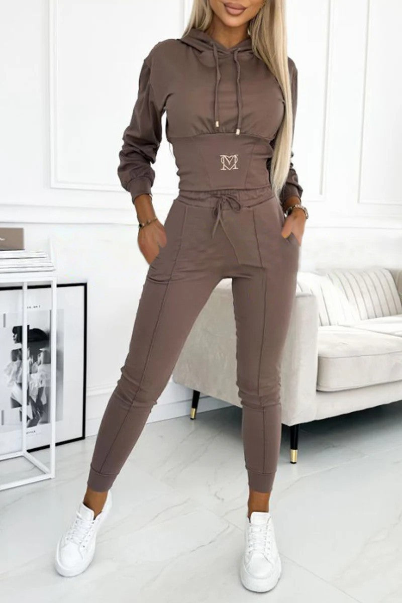 Damen Sportanzug Elastischer Bund Kordelzug