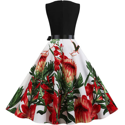 Damen Midikleid Blumendruck A-Linie Norvielle