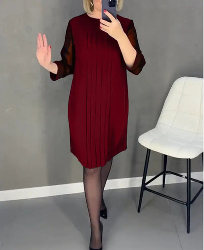 Damen Maxikleid Elegant Faltenwurf Durchsichtige Ärmel Norvielle