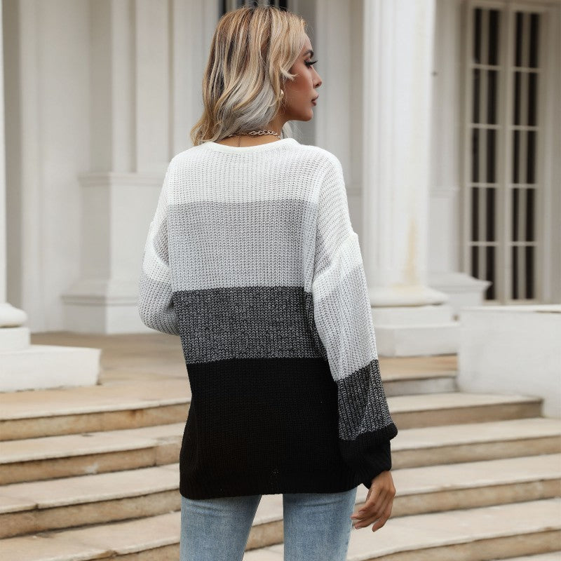 Damen Pullover Lässig Gestreift Weit Norvielle