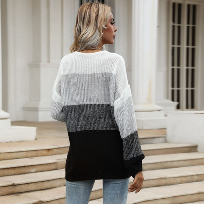 Damen Pullover Lässig Gestreift Weit Norvielle