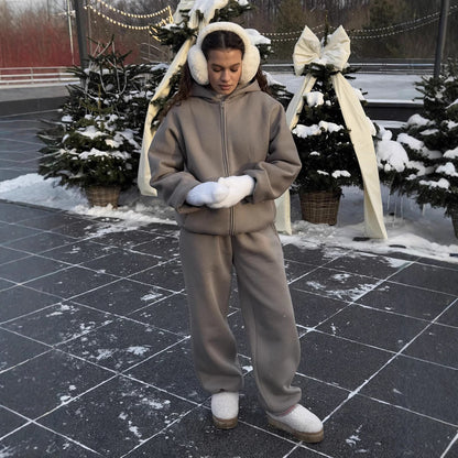 Damen Fleecejacke Oversized Reißverschluss Lässig